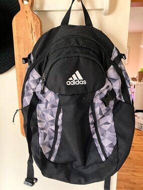 adidas Black Bat Bag with Gray Geometric Panels - unisex